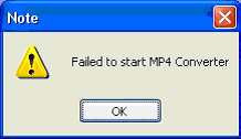 Failed to start MP4 Converter